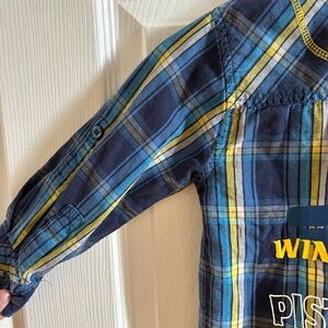 Disney’s Cars - Blue and Yellow Plaid Button Down Shirt Lightning McQueen